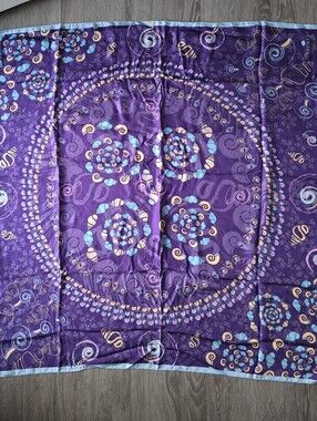 Pineda Covalin 100% Silk Scarf Purple Seashell Print Large 35 Square Wrap Mexico